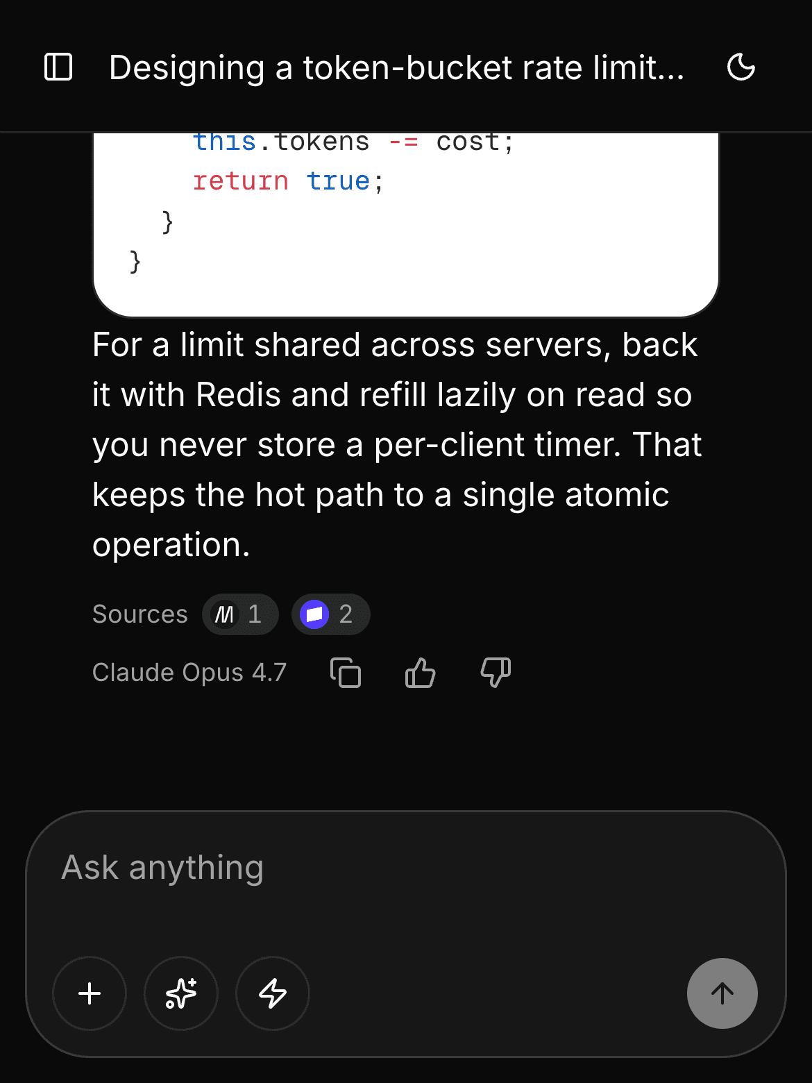 The WebForSpeed chat interface