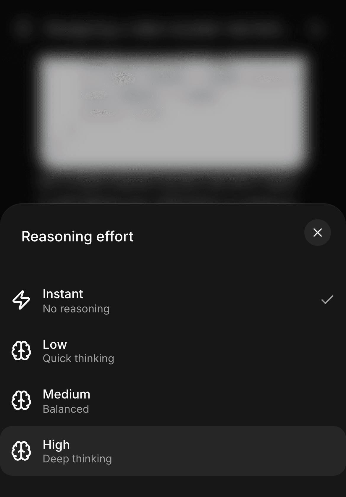 Reasoning picker