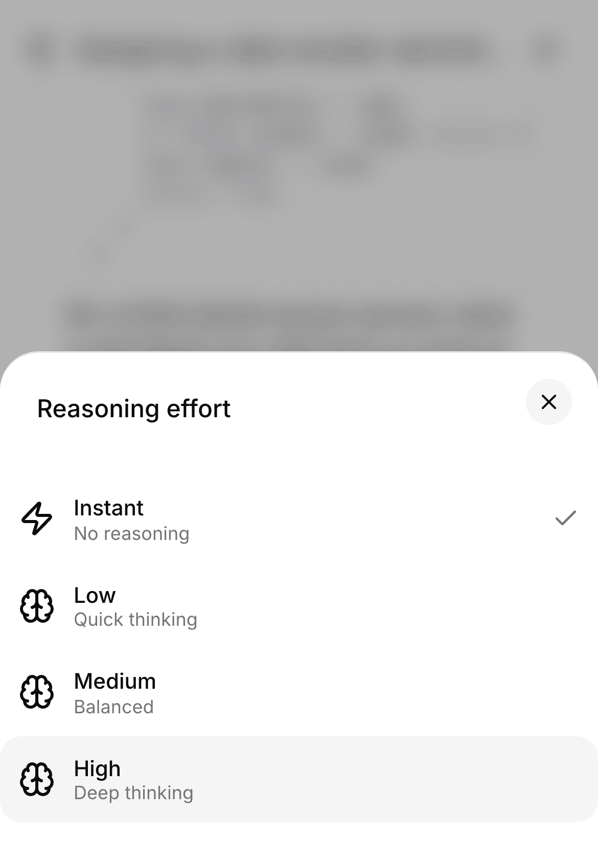 Reasoning picker